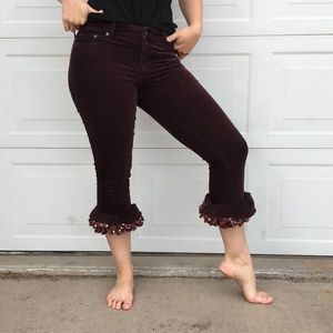 Velvet Brown Polka Dot Ruffle Capri's